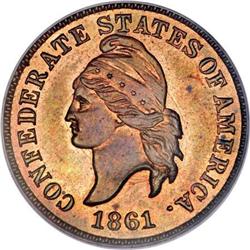1861 CSA Cent, Copper Restrike PR63 RB PCGS