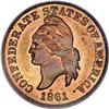 1861 CSA Cent, Copper Restrike PR63 RB PCGS