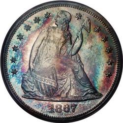 1867 $1 PR65 Cameo PCGS
