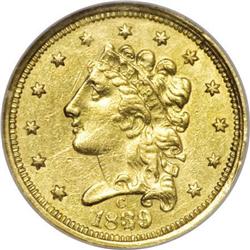 1839-C $2 1/2 AU58 NGC