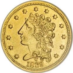1839-C $2 1/2 AU58 NGC