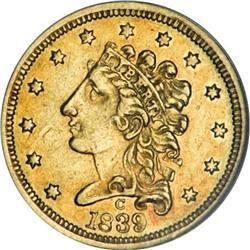 1839-C $2 1/2 AU58 NGC
