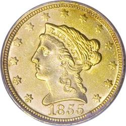 1855-C $2 1/2 MS61 PCGS