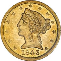 1843-D $5 Medium D MS61 NGC