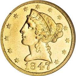 1847-C $5 MS61 NGC