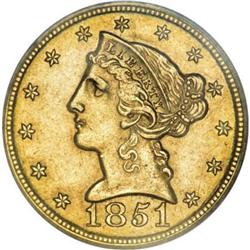 1851-C $5 AU55 PCGS