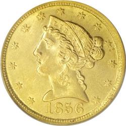 1856-C $5--Obverse Improperly Cleaned--NCS. Unc.