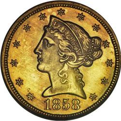 1858 $5 MS66 Star NGC