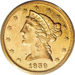 1859-C $5 MS62 PCGS