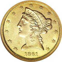 1861-C $5 MS61 NGC