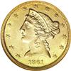 Image 1 : 1861-C $5 MS61 NGC