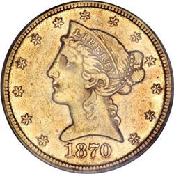 1870-CC $5 XF40 PCGS