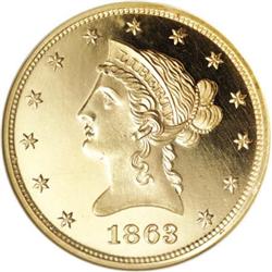 1863 $10 PR65 Ultra Cameo NGC