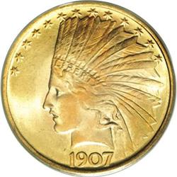 1907 $10 No Periods MS66 PCGS
