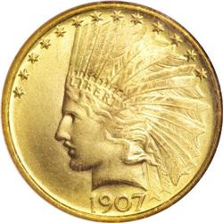 1907 $10 No Periods MS66 NGC