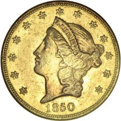 1850-O $20 AU53 NGC