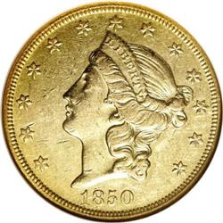 1850-O $20 AU55 NGC
