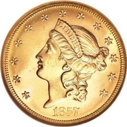 1857-S $20 MS67 NGC