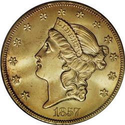 1857-S $20 MS67 PCGS