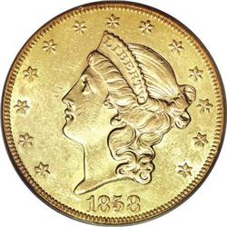 1858-O $20 AU58 PCGS