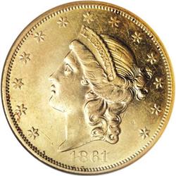 1861-O $20 AU55 NGC