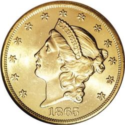 1865 $20 MS62 NGC