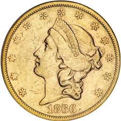 1866-S $20 No Motto XF45 NGC