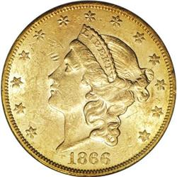 1866-S $20 No Motto AU58 PCGS