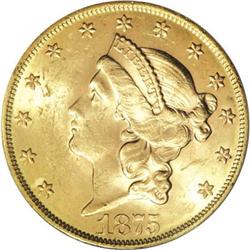 1875 $20 MS63 PCGS