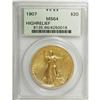 Image 3 : 1907 $20 High Relief, Wire Rim MS64 PCGS