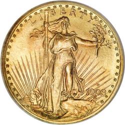 1908-D $20 Motto MS67 PCGS