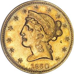 1860 $5 Clark, Gruber & Co. Five Dollar MS62