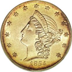 1854 $20 Kellogg & Co. Twenty Dollar MS61 PCGS
