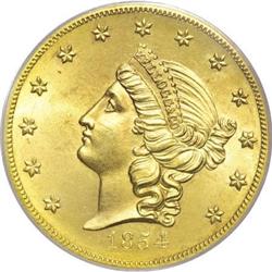 1854 $20 Kellogg & Co. Twenty Dollar MS64 PCGS