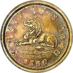 1860 $5 Mormon Five Dollar AU58 NGC