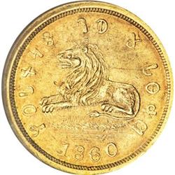 1860 $5 Mormon Five Dollar AU58 NGC