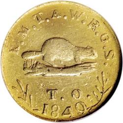 1849 $5 Oregon Exchange Co. Five Dollar AU53