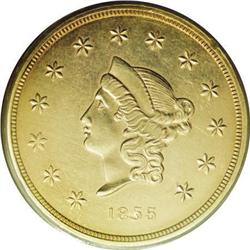 1855 $50 Wass Molitor Fifty Dollar MS60 PCGS