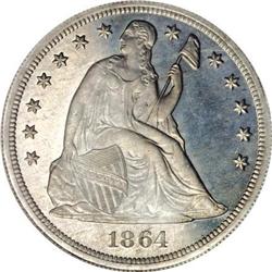 1864 $1 Dollar, Judd-398, Pollock-466, High R.7,
