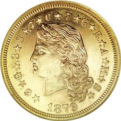 1879 $4 Flowing Hair Four Dollar, Judd-1636