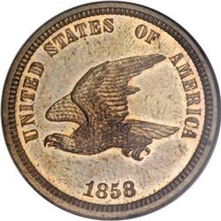 1858 P1C Flying Eagle Cent, Judd-202,