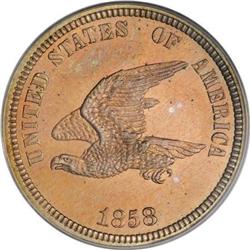 1858 P1C Flying Eagle Cent, Judd-203,