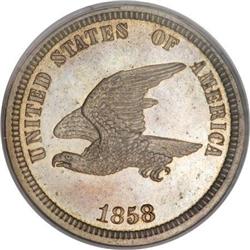 1858 P1C Flying Eagle Cent, Judd-206,