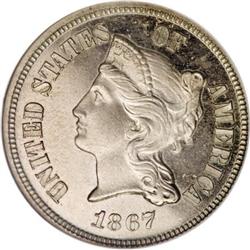 1867 5C Five Cents, Judd-570, Pollock-638, 640,