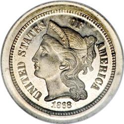 1868 3CN Three Cent Nickel, Thick Planchet,