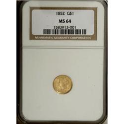 1852 G$1 MS64 NGC
