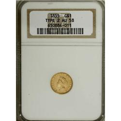1855 G$1 AU58 NGC