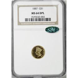 1887 G$1 MS64 Deep Prooflike NGC