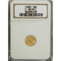 1889 G$1 MS65 NGC