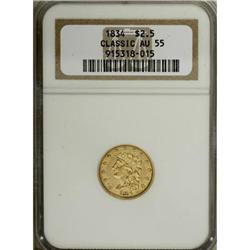 1834 $2 1/2 Classic AU55 NGC